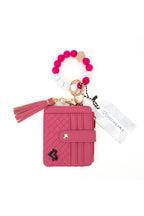 preneLOVE Calgary Vegan Leather Bracelet Card Case in Hot Pink Weave
