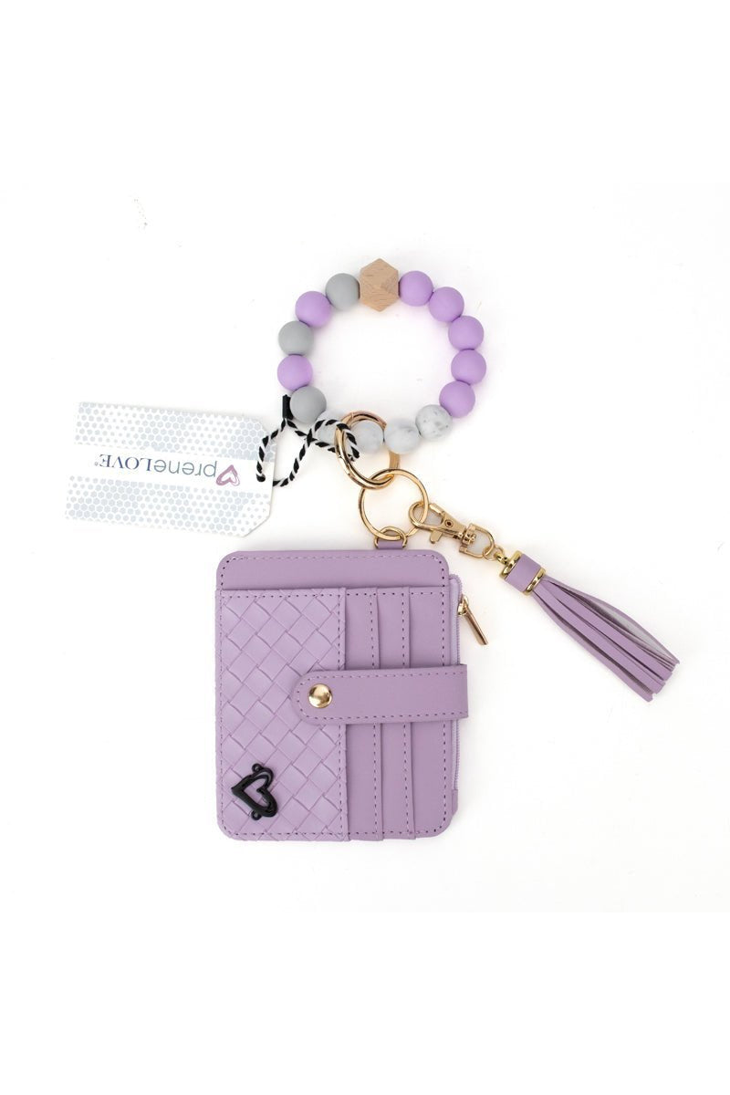 preneLOVE Calgary Vegan Leather Bracelet Card Case in Lavender Weave