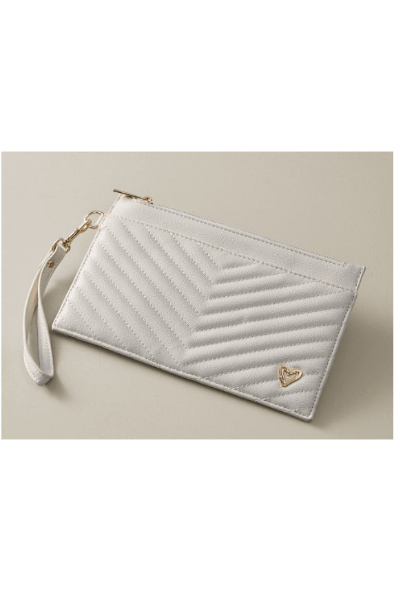 preneLOVE Aberdeen Wristlet Clutch in Cream
