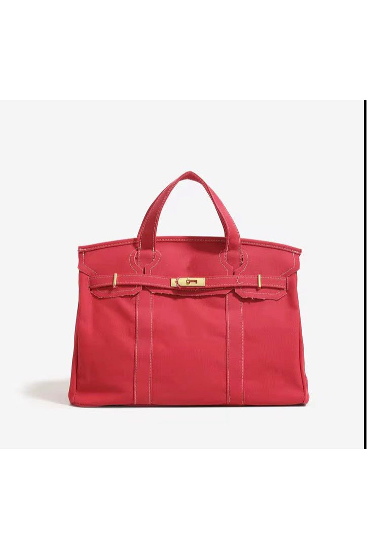 preneLOVE Wingold Large Canvas Tote in Solid Red