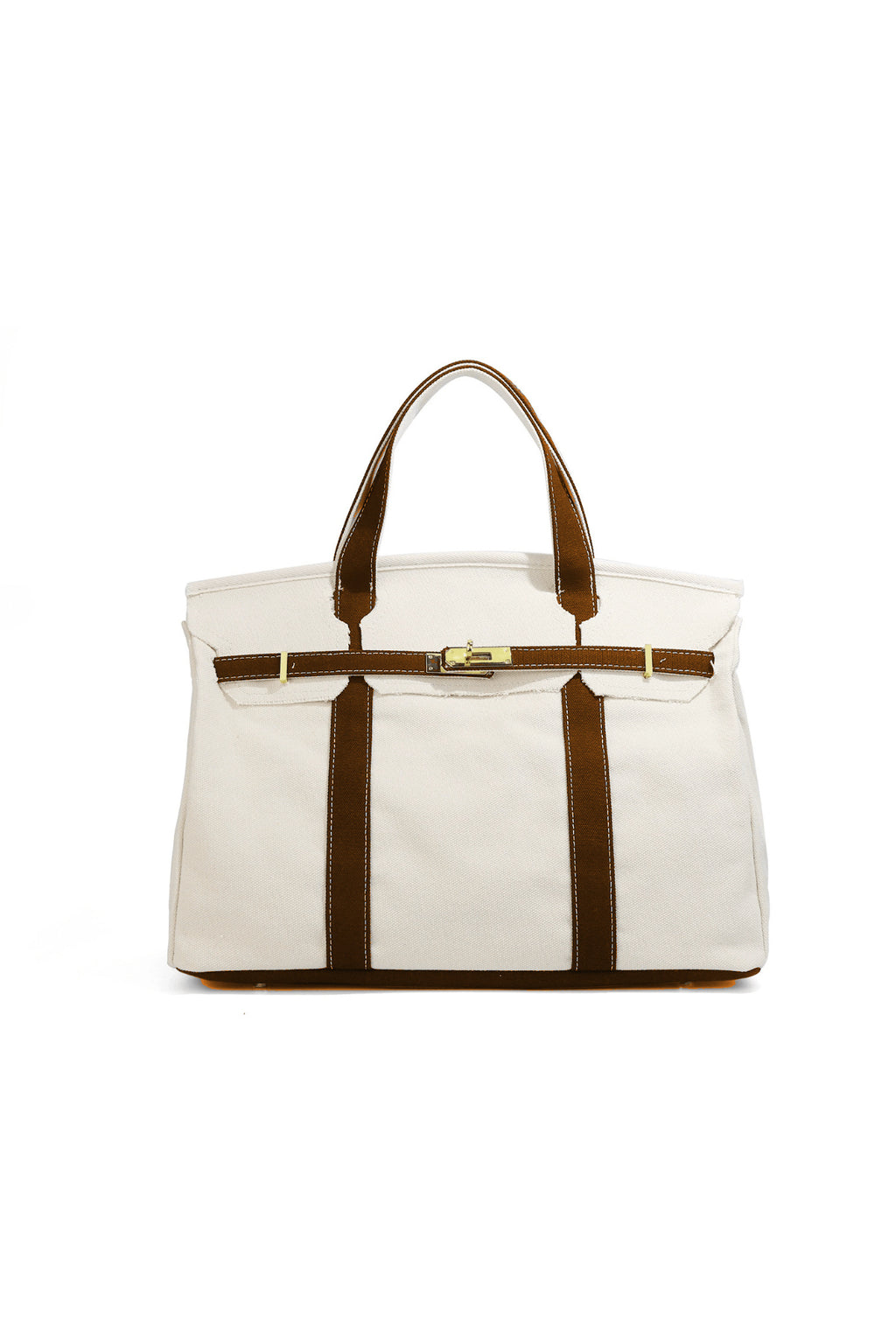 preneLOVE Wingold Large Canvas Tote in Natural & Espresso