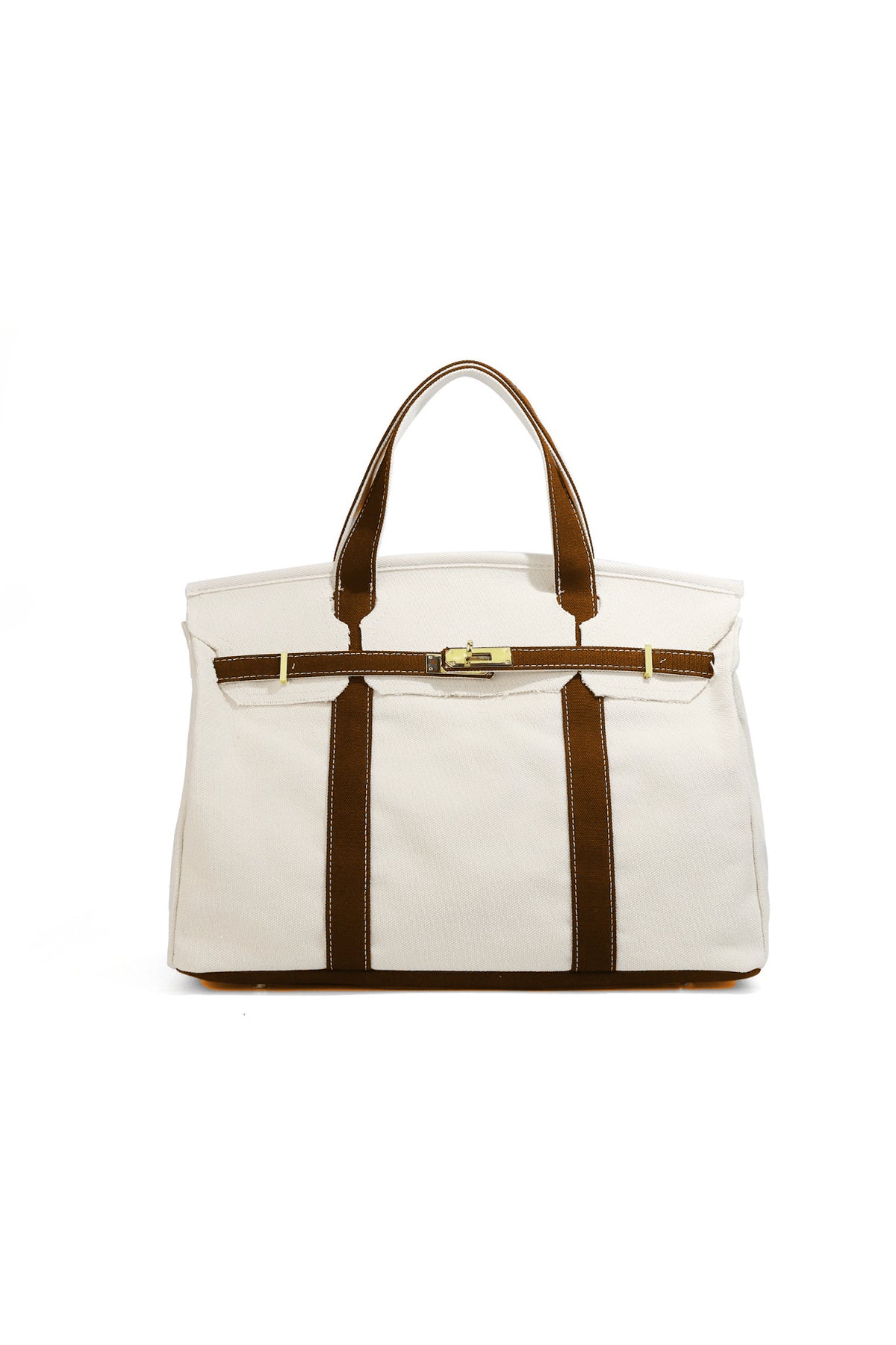 preneLOVE Wingold Large Canvas Tote in Natural & Espresso