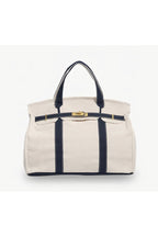 preneLOVE Wingold Large Canvas Tote in Natural & Navy