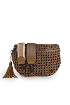 preneLOVE Lambton Woven Hand-Knotted Crossbody Bag in Dark khaki