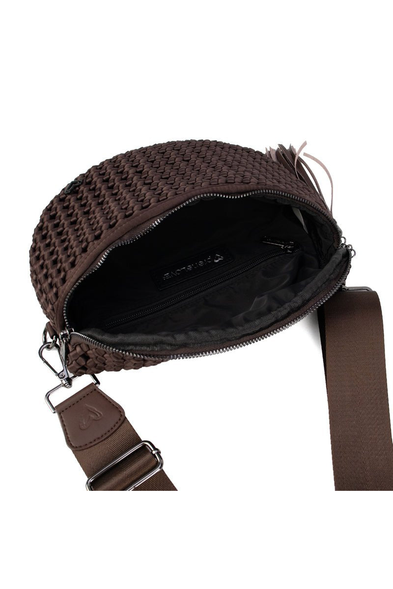 preneLOVE Lambton Woven Hand-Knotted Crossbody Bag in Espresso