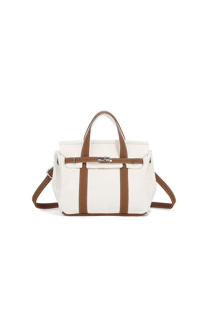 preneLOVE Wingold Small Canvas Tote in Natural & Espresso