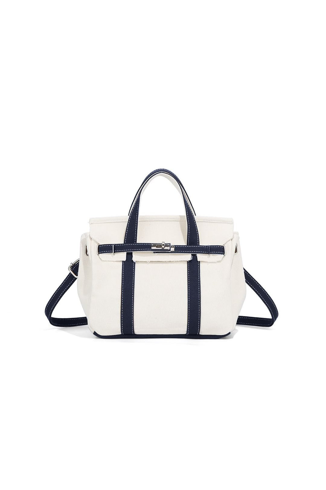preneLOVE Wingold Small Canvas Tote in Natural & Navy