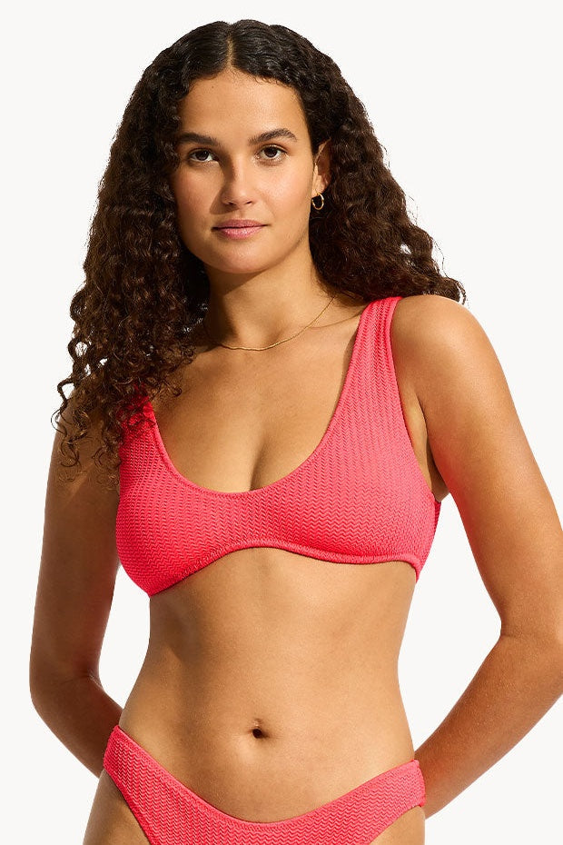 Seafolly Sea Dive longline bikini top in Snapdragon, front