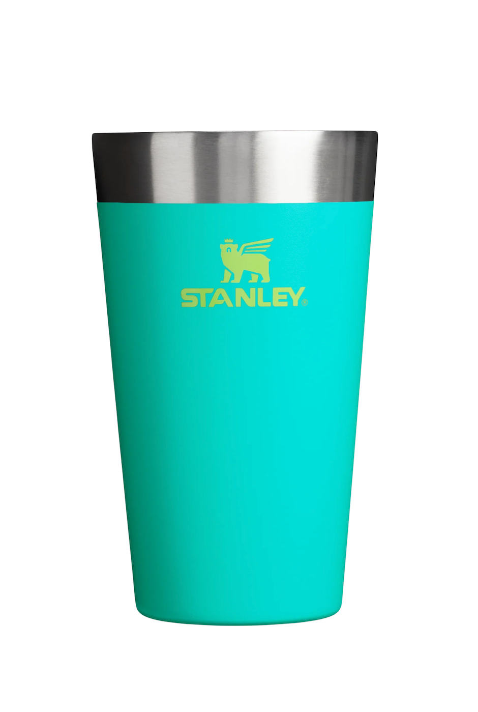 Front view of Stanley Adventure Beer Pint in Tropical Teal with logo and sleek finish