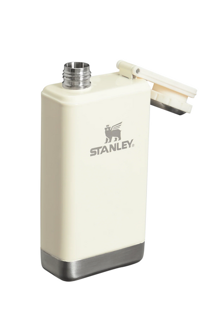 Side view of the Cream Gloss Stanley Flask showing sleek, portable shape