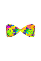 Kulani Kinis Twist Bandeau Bikini Top in Neon Sunset, garment detail