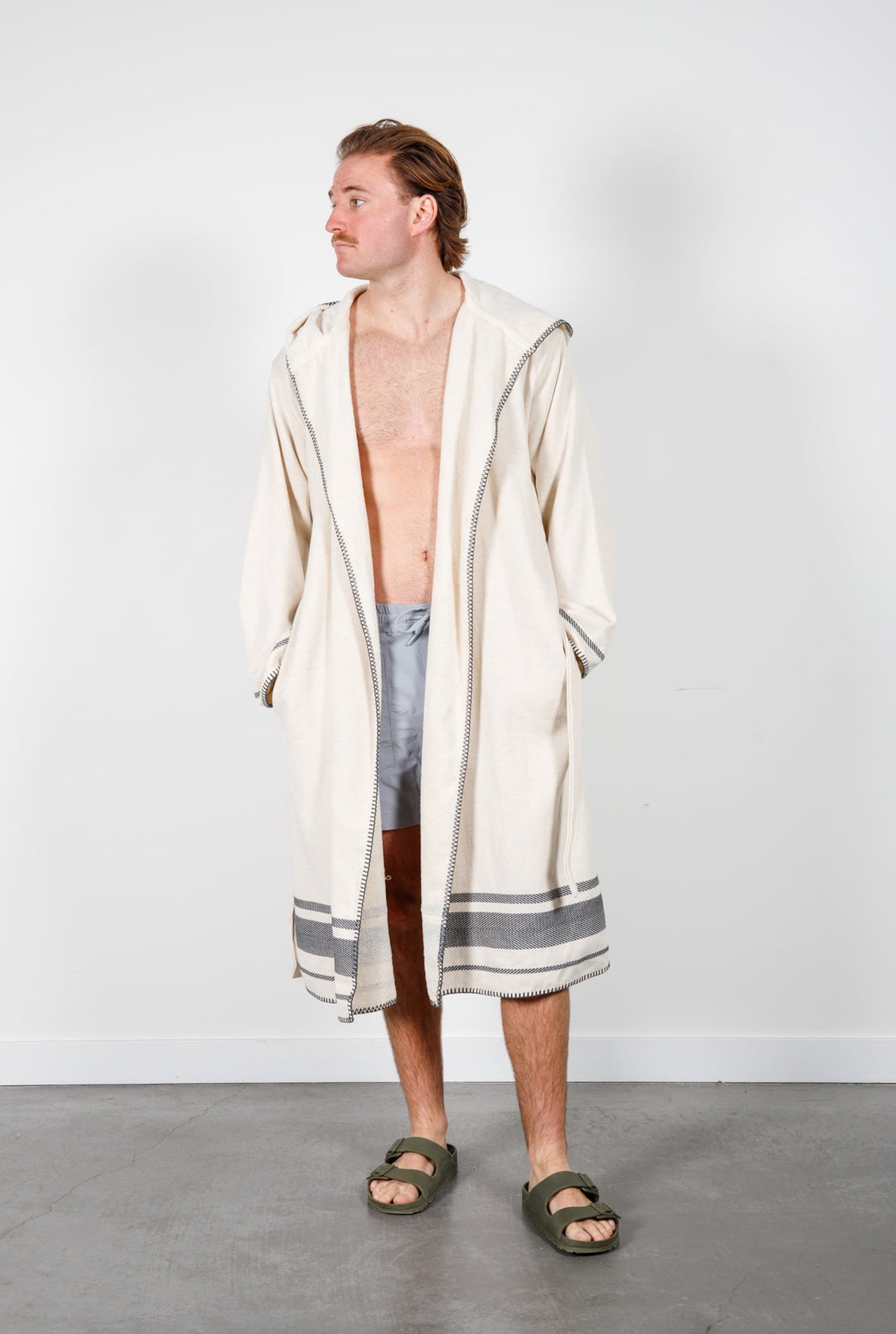 Tofino Towel The Hawthorne Hooded Terry Robe - Natural/Grey