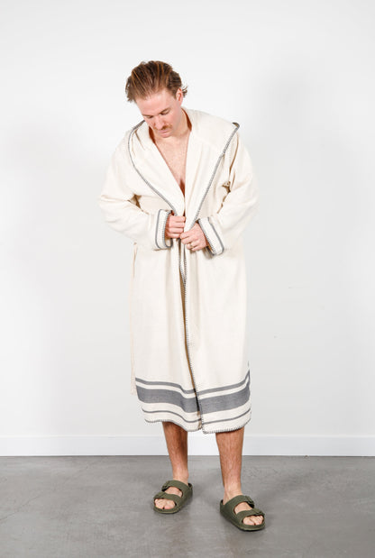 Tofino Towel The Hawthorne Hooded Terry Robe - Natural/Grey