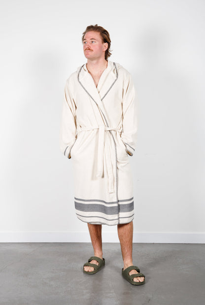 Tofino Towel The Hawthorne Hooded Terry Robe - Natural/Grey