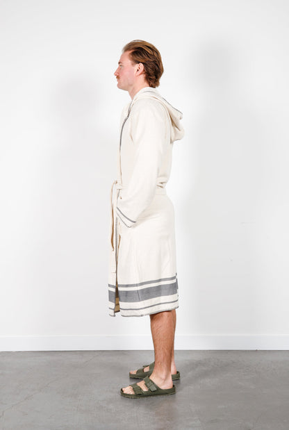 Tofino Towel The Hawthorne Hooded Terry Robe - Natural/Grey