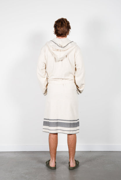 Tofino Towel The Hawthorne Hooded Terry Robe - Natural/Grey