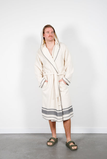 Tofino Towel The Hawthorne Hooded Terry Robe - Natural/Grey