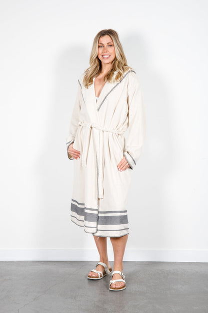 Tofino Towel The Hawthorne Hooded Terry Robe - Natural/Grey