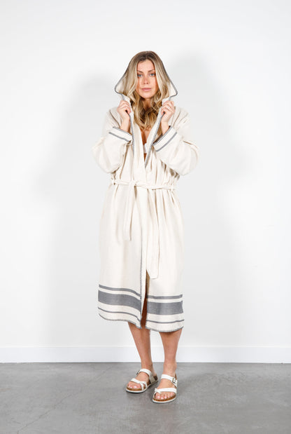 Tofino Towel The Hawthorne Hooded Terry Robe - Natural/Grey