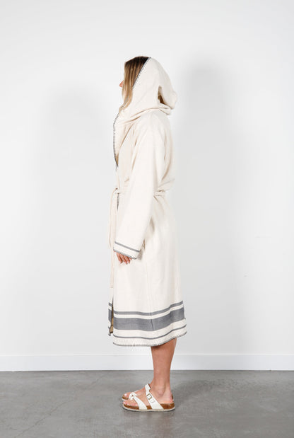 Tofino Towel The Hawthorne Hooded Terry Robe - Natural/Grey