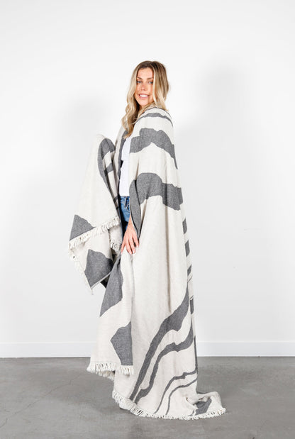 Tofino Towel The Mara Wool Blend Throw - Natural/Shadow