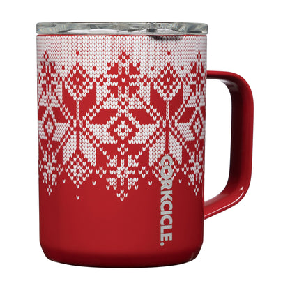 CORKCICLE MUG 16 OZ FAIRISLE RED