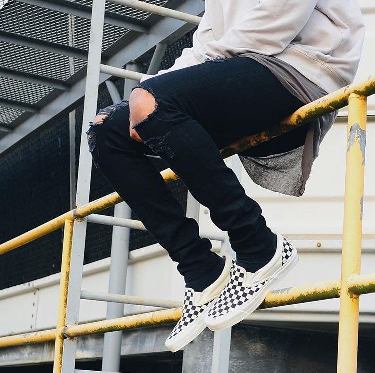 Denim on sale checkered vans