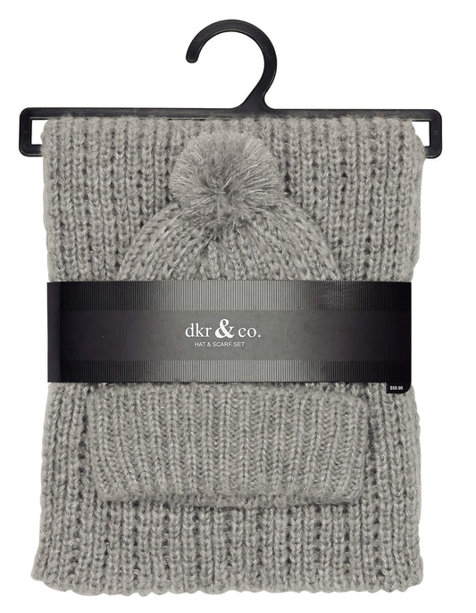 DKR & CO HAT & SCARF COMBO GREY
