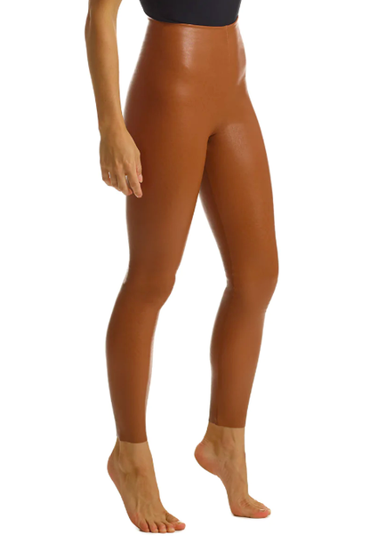 LEGGINGS COMMANDO EN SIMILI CUIR CACAO